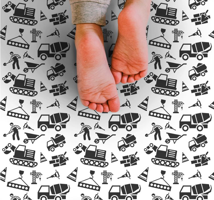 Construction Vehicles Play gaming vinyl rug - TenStickers