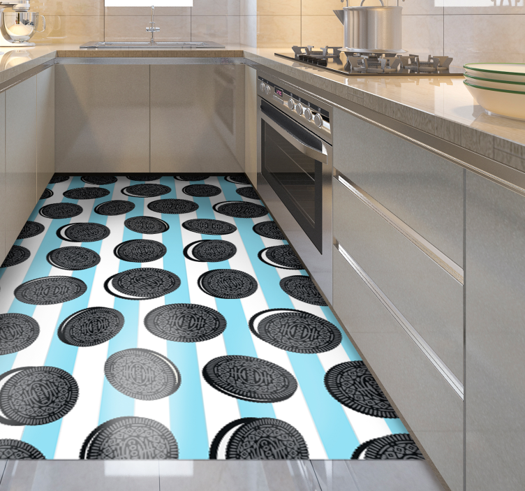 Oreo striped pattern kitchen vinyl rug - TenStickers