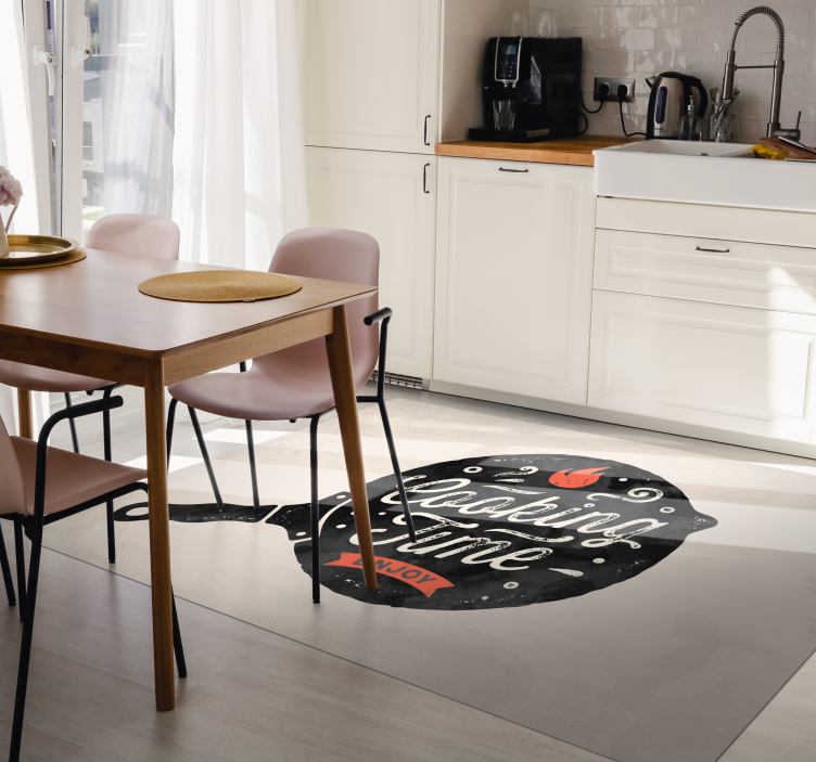 Cooking Time Enjoy kitchen vinyl rug - TenStickers