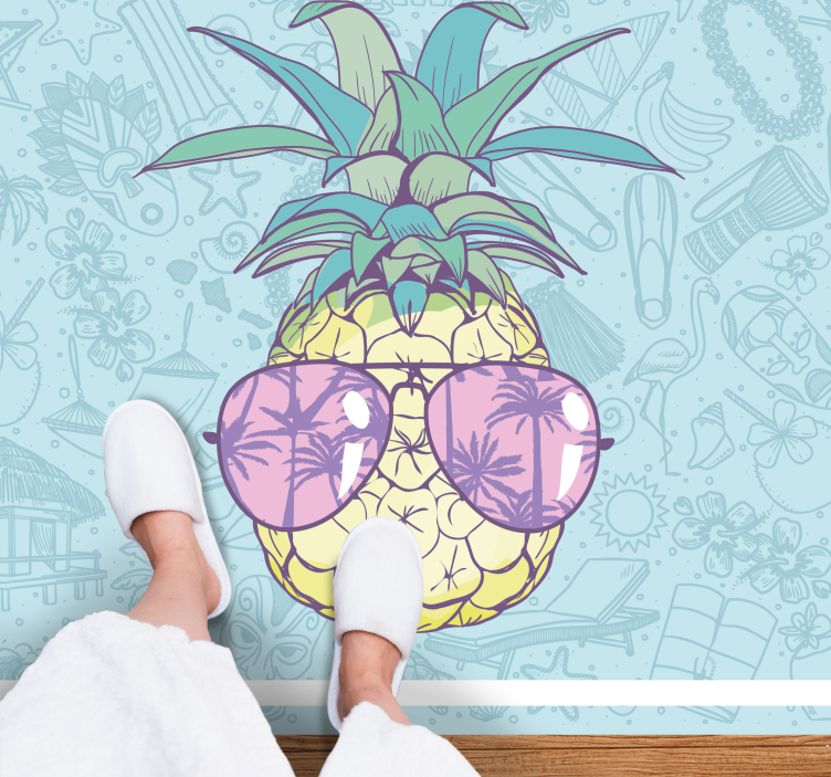 Cool pineapple shades kitchen vinyl rug - TenStickers