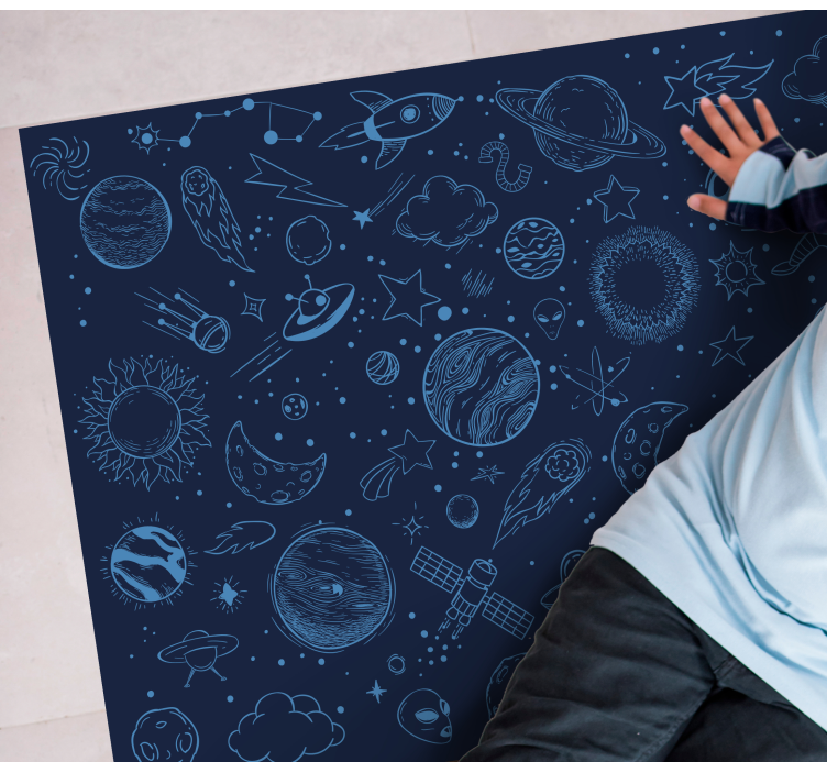 Blue cosmic adventure star vinyl rug - TenStickers