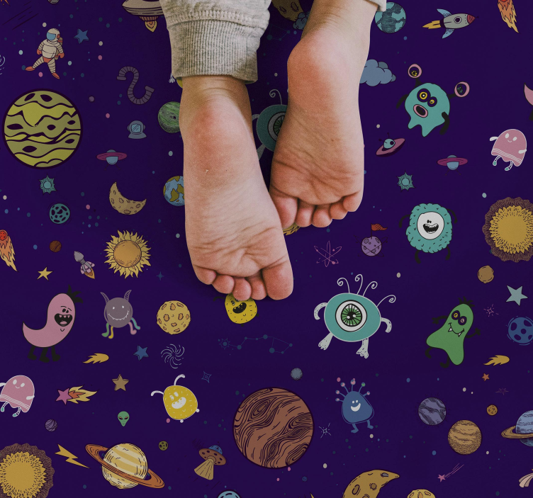 Cosmic Creatures Adventure vinyl rug - TenStickers