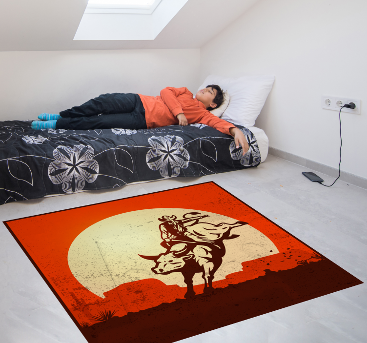 Cowboy Bull Silhouette vinyl rug - TenStickers