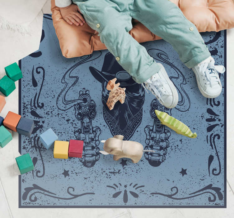 Cowboy skull and flock vintage vinyl rugs - TenStickers