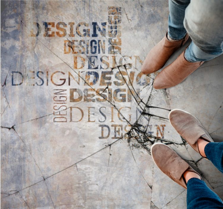 Cracked Stone Typography stone effect vinyl rug - TenStickers