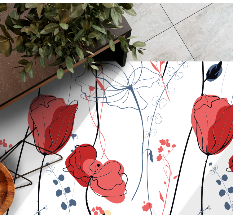 Crimson Blossom Grace flower vinyl rug - TenStickers