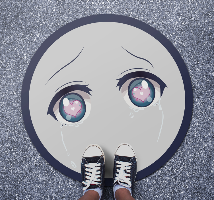 Crying Anime Face vinyl rug - TenStickers