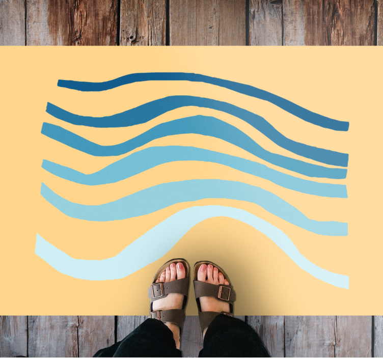 Curved Wave Motif minimalist vinyl rug - TenStickers