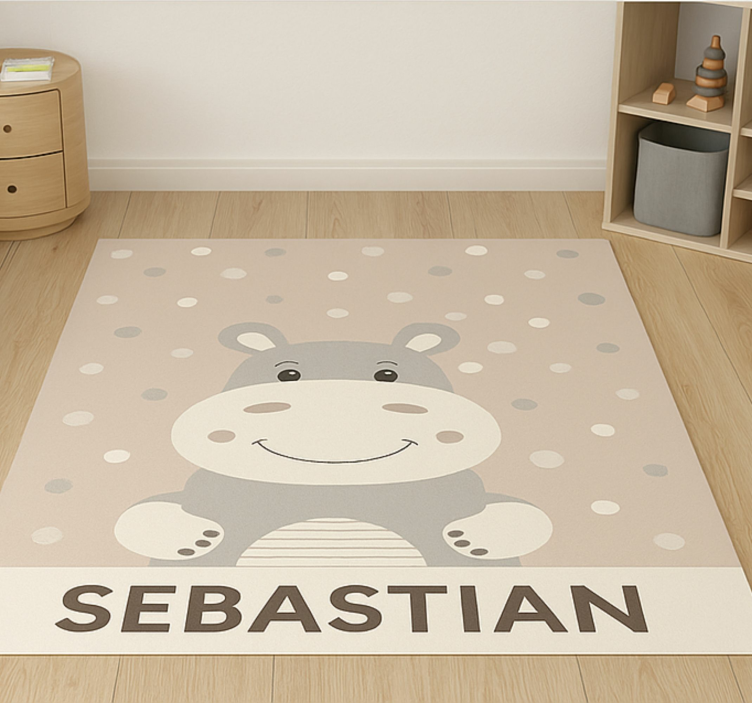 Custom beige hippo vinyl rug - TenStickers