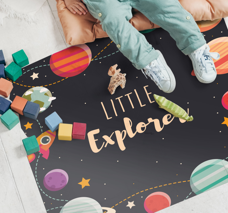 Custom outer space explorers kids vinyl rug - TenStickers