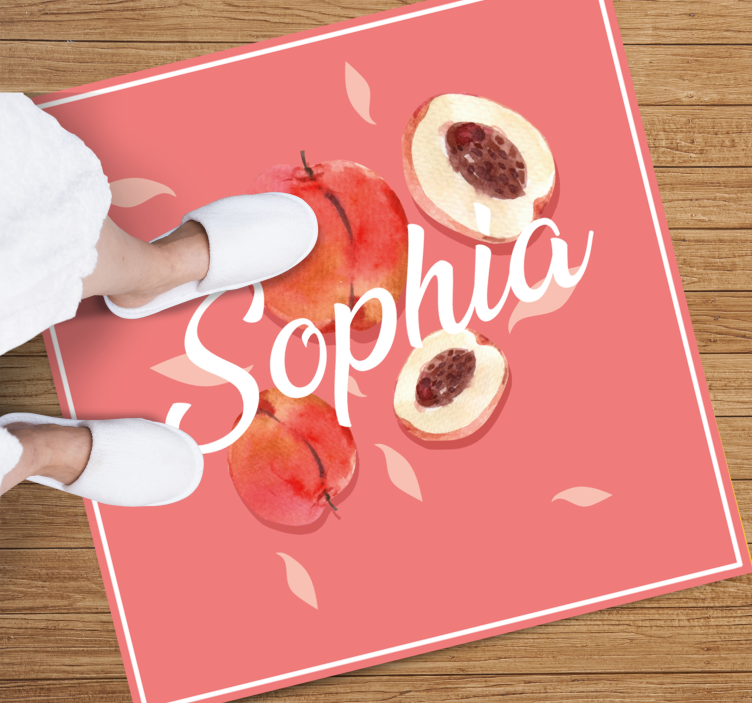 Pink peaches with name teenager vinyl rug - TenStickers