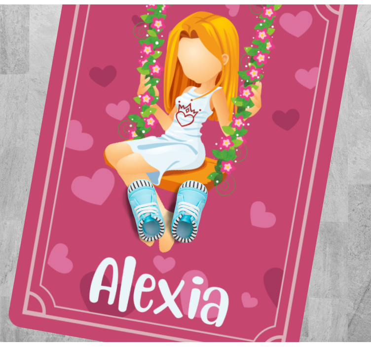 Grass swing with name teenager vinyl rug - TenStickers