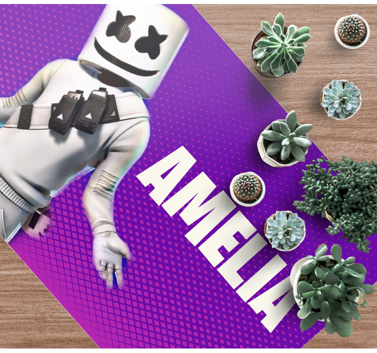 DJ figure with name teenager vinyl rug - TenStickers