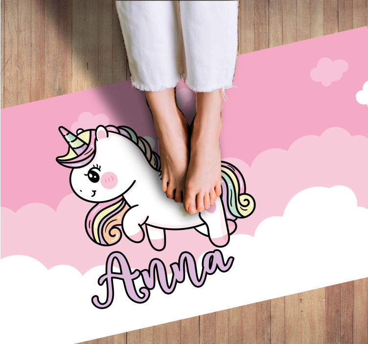 Customisable pink unicorn vinyl rug - TenStickers
