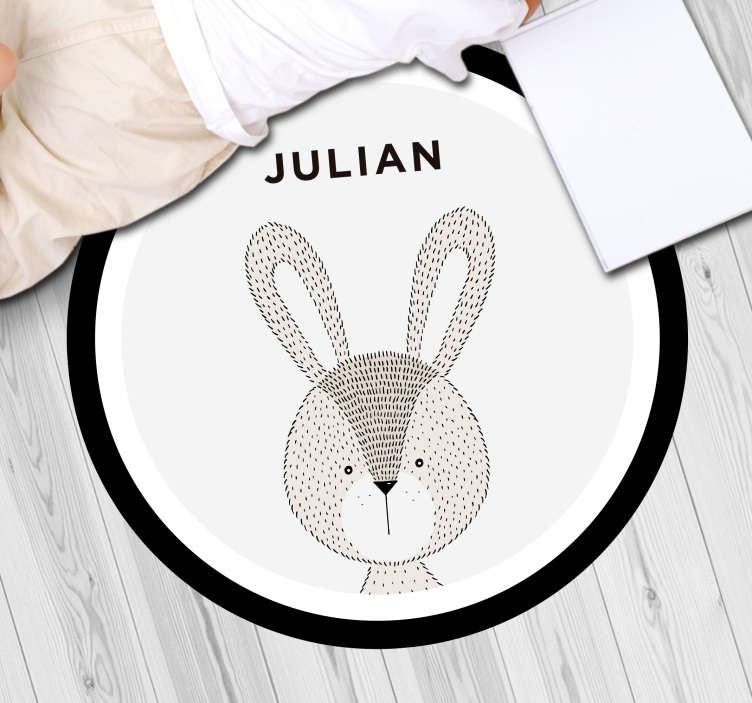Customizable vinyl rug rabbit personalised mat - TenStickers