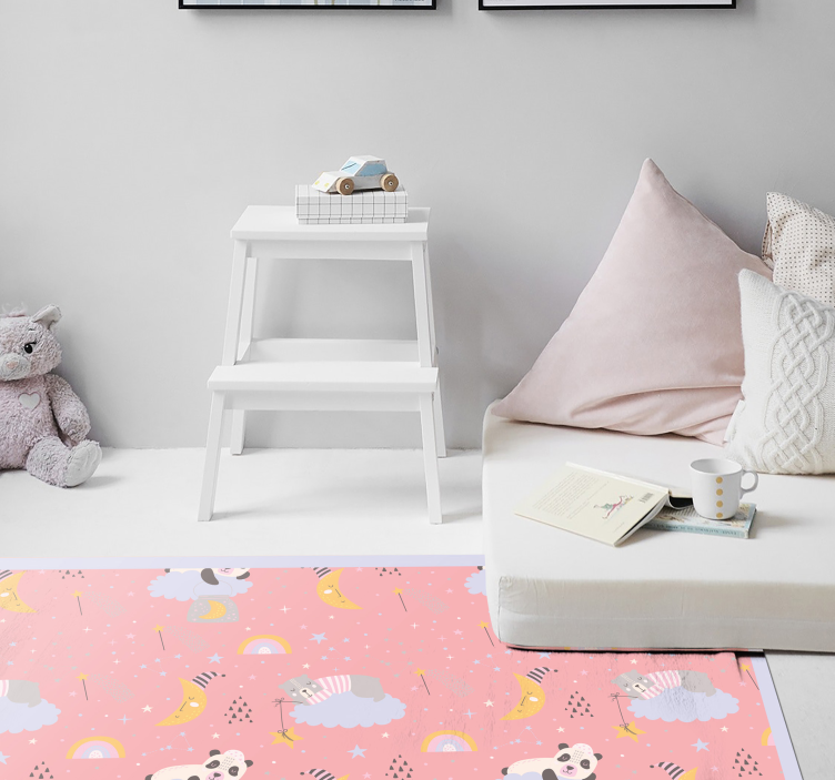 Clouds on pink background vinyl rug - TenStickers