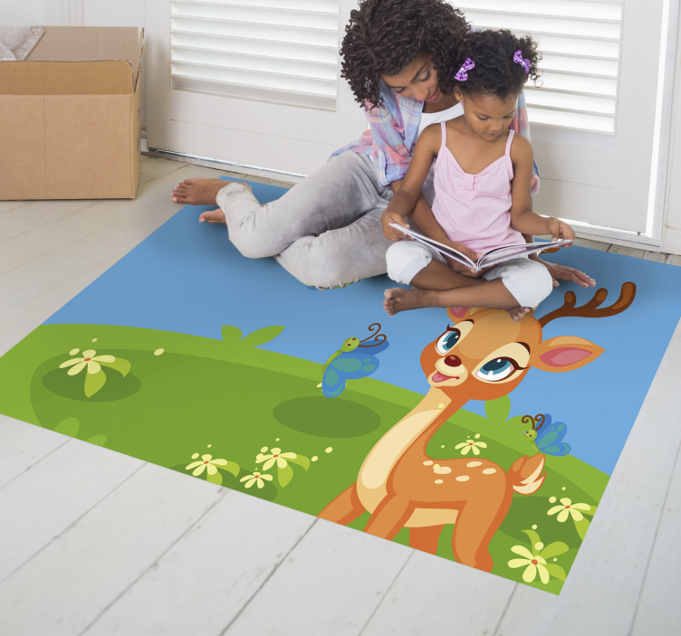 Cute cartoon deer kids vinyl rug - TenStickers