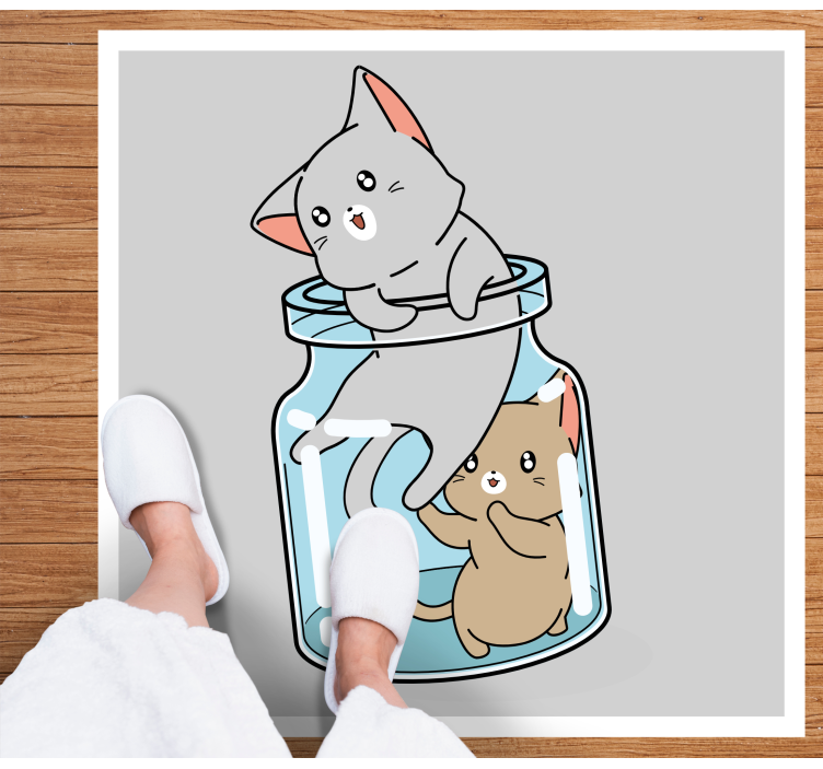 Cute cats jar animal vinyl rug - TenStickers