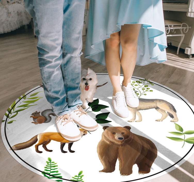 Friendly forest creatures vinyl rug - TenStickers