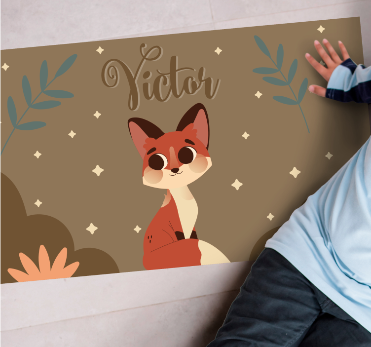 Cute Fox Design custom vinyl rug - TenStickers