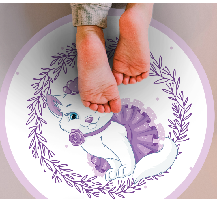 Purple floral kitty nursery vinyl rug - TenStickers