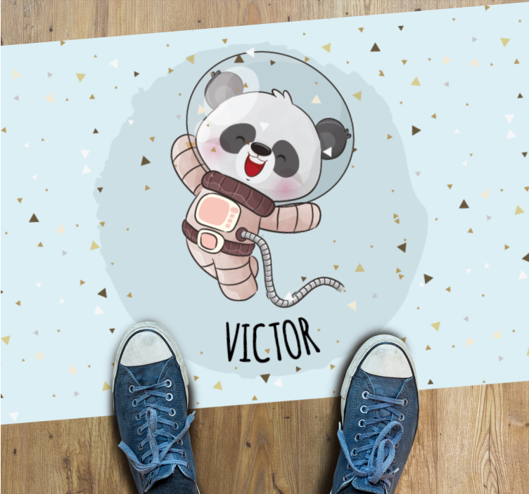 Cute Panda Astronaut custom vinyl rug - TenStickers
