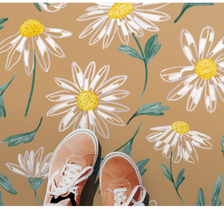 Daisy Blossom Motif flower vinyl rug - TenStickers