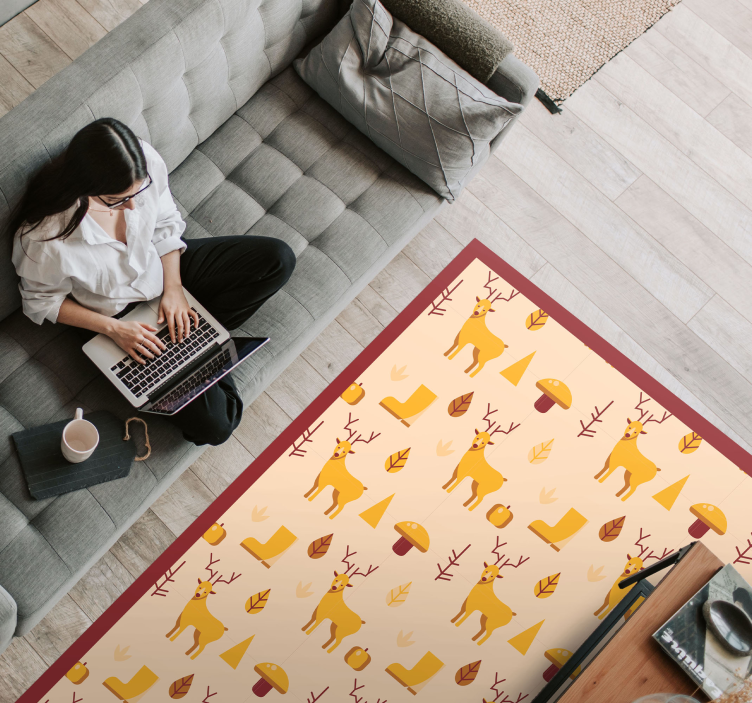 Deer and foliage animal vinyl rug - TenStickers