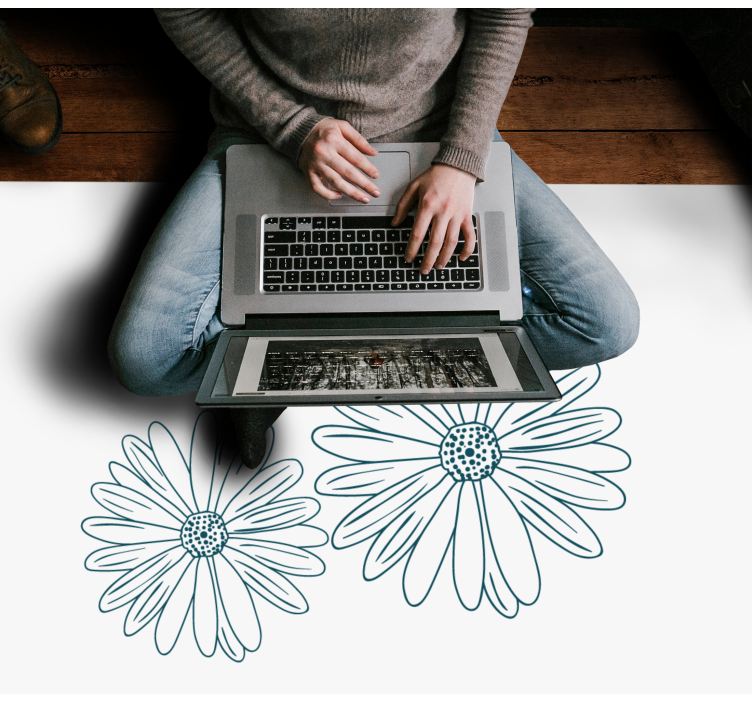 Delicate Floral Touch flower vinyl rug - TenStickers