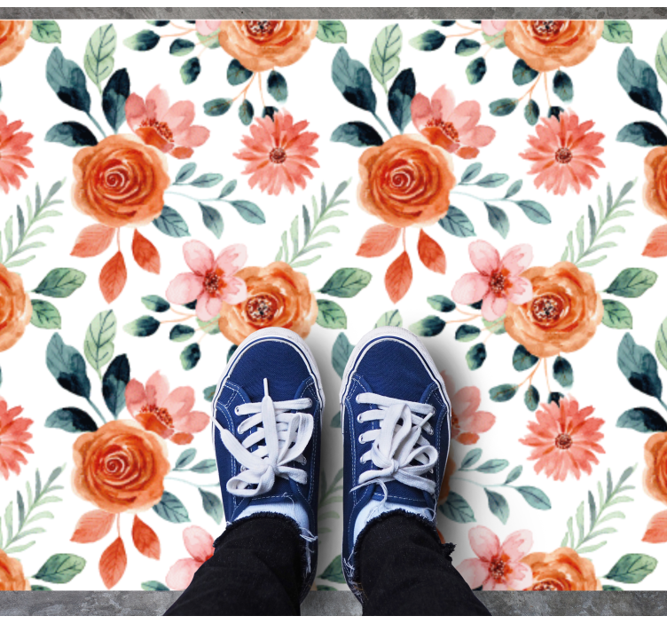 Delightful Botanical Motif flower vinyl rug - TenStickers