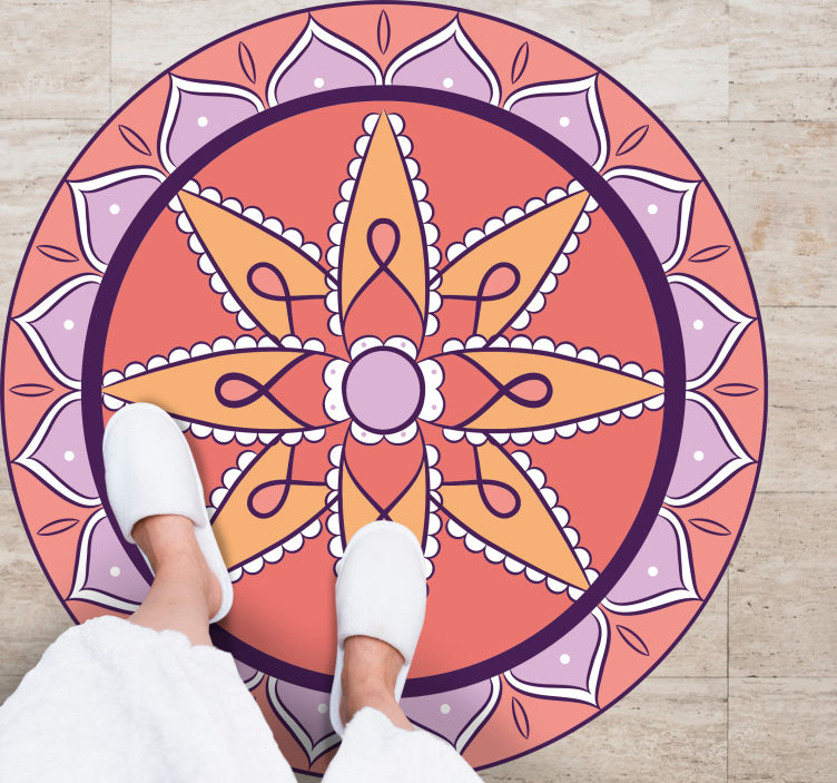Simple pink motif mandala vinyl rug - TenStickers