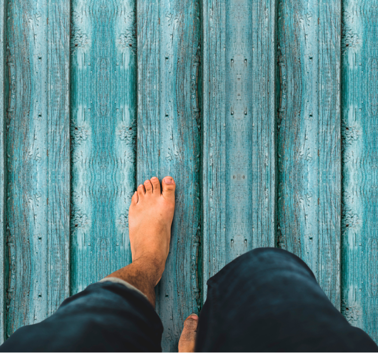 Distressed blue motif wood vinyl rug - TenStickers