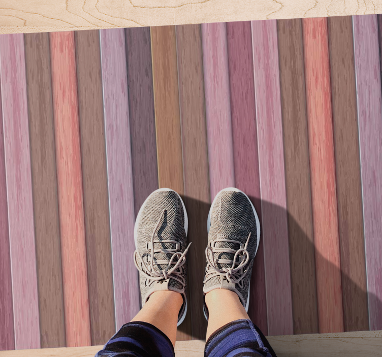 Vertical purple stripes wood vinyl rug - TenStickers
