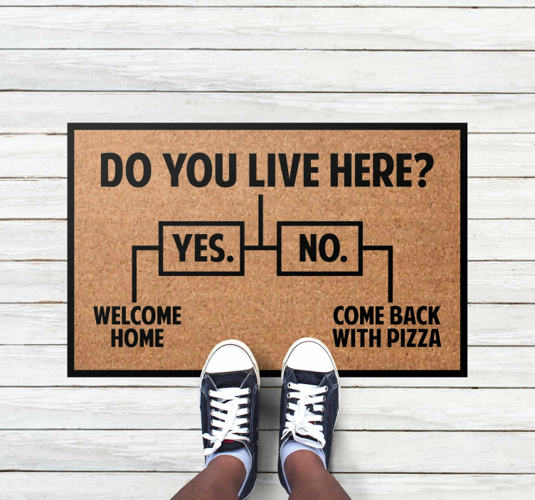 Do You live here? Yes/No/Pizza custom rug - TenStickers