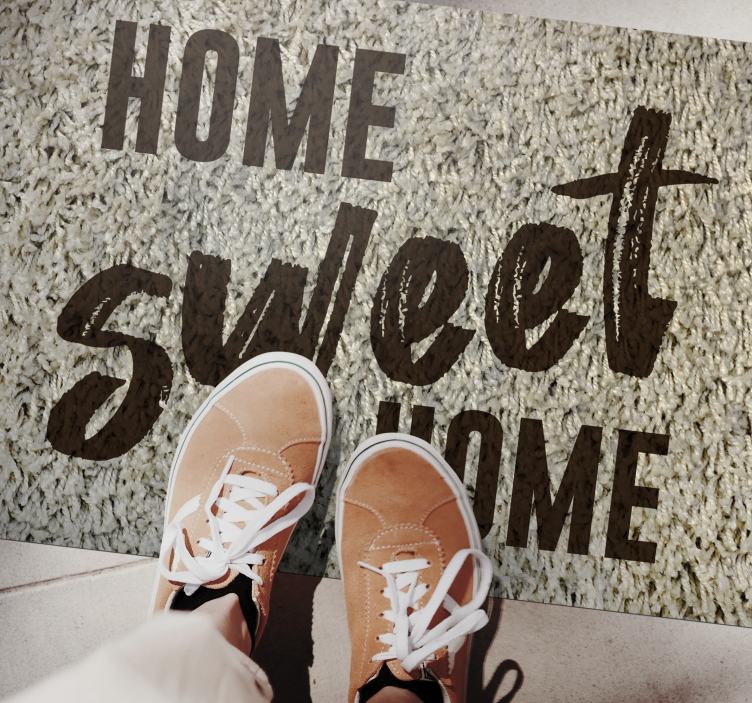 Fluffy home sweet home custom vinyl rug - TenStickers