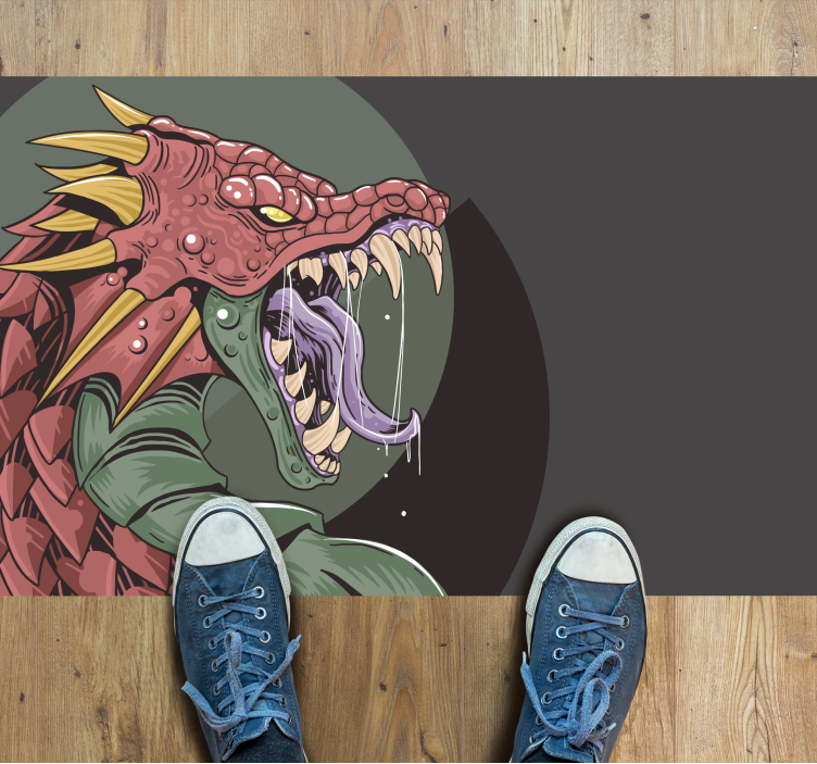Dragon Head Illustration teenager vinyl rug - TenStickers