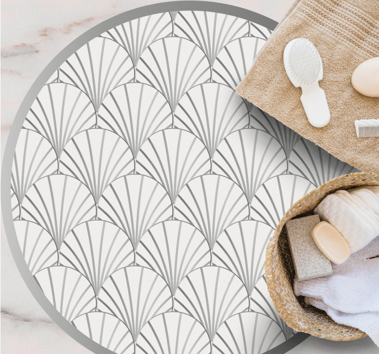 Elegant fan pattern bathroom vinyl rug - TenStickers