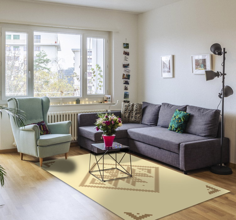 Elegant geometric contrast living room vinyl rug - TenStickers