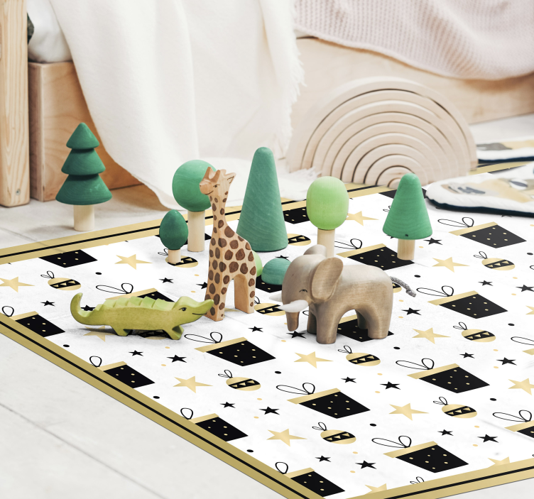 Elegant Gift Box Pattern vinyl bedroom rug - TenStickers
