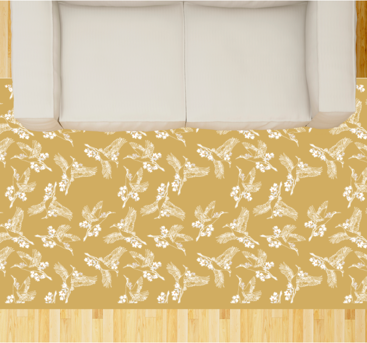 Elegant Hummingbirds Blossom nature vinyl rug - TenStickers