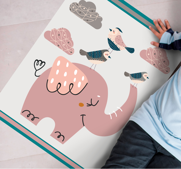 Elephant Playtime playroom vinyl rug - TenStickers