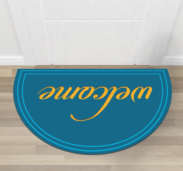 Entrance hall vinyl rug in blue welcome design - TenStickers