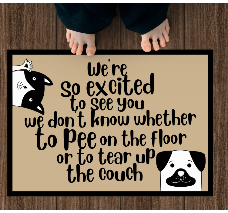 Excited Pups Greeting custom vinyl rug - TenStickers