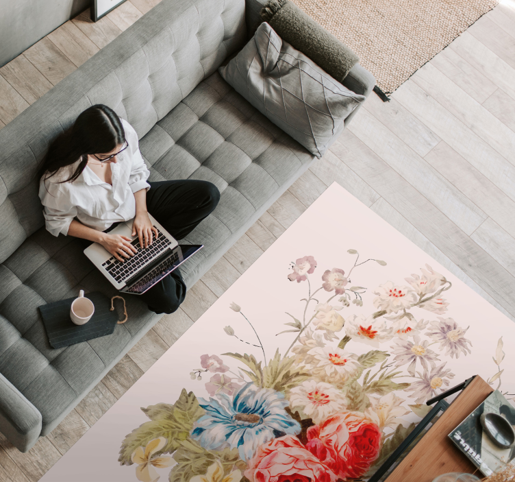 Exquisite Floral Arrangement flower vinyl rug - TenStickers