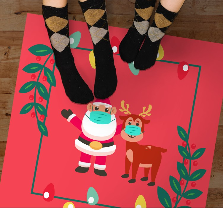 Santa Charm with mask christmas vinyl rug - TenStickers