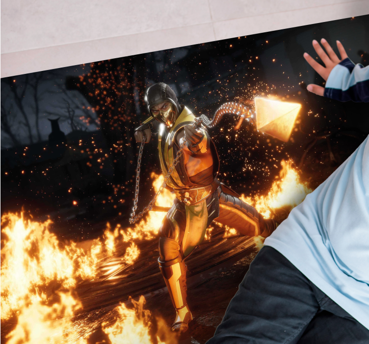 Fiery character action teenager vinyl rug - TenStickers