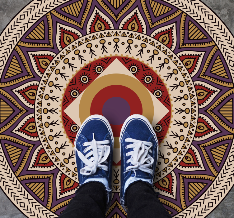 Floral beige mandala texture carpet - TenStickers