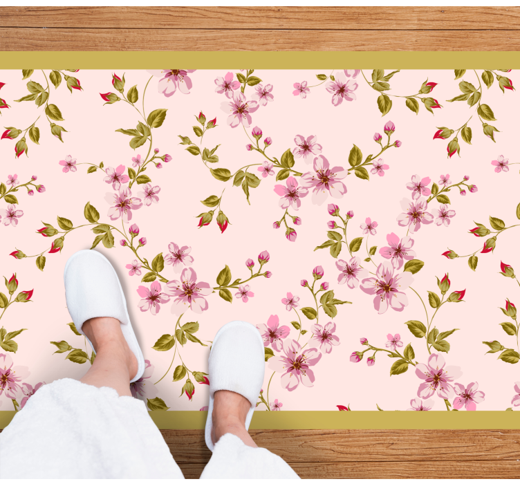 Floral Blossom Motif flower vinyl rug - TenStickers
