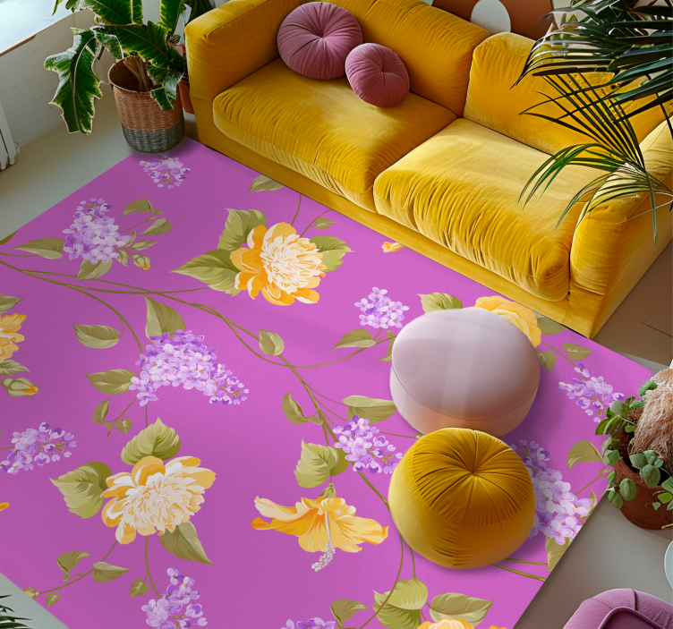 Floral Blossom Pattern floral rug - TenStickers