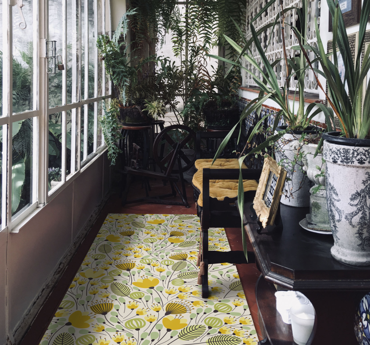 Floral Botanic Pattern flower vinyl rug - TenStickers